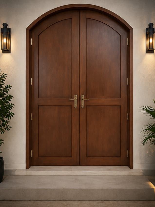 The ABM D-2 door by OLAZO Furniture — an arched double door with raised panels