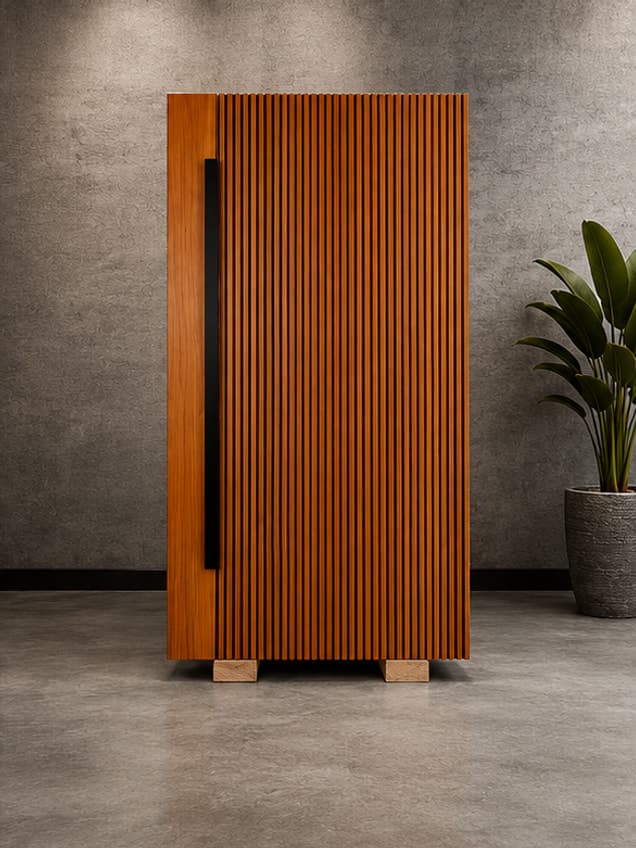 The Moderm-15 door by OLAZO Furniture — a fluted panel with a long vertical pull handle