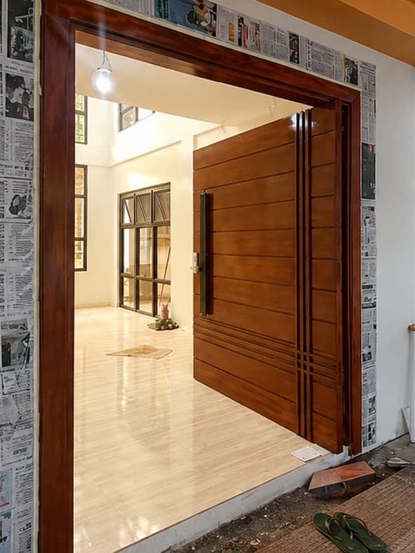 The Rashel-12 door by OLAZO Furniture — a fluted door fitted in a finished interior