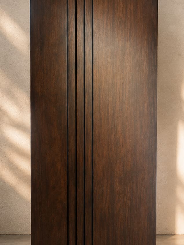 The Simplicity door by OLAZO Furniture — cut with a narrow group of slim vertical grooves